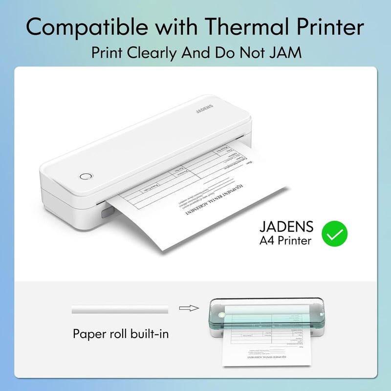 JADENS US Letter Size Quick-Dry Thermal Printer Paper 8.5''x11'', 4 Rolls, Compatible with Gloryang & PD-A4 Portable Printer - Image 3